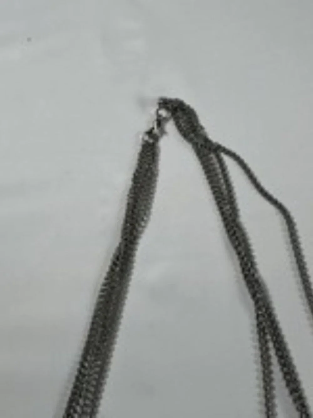 Vintage Y2K Multi Strand Necklace Silver Tone Layered Smoke Purple Glass Bead 18